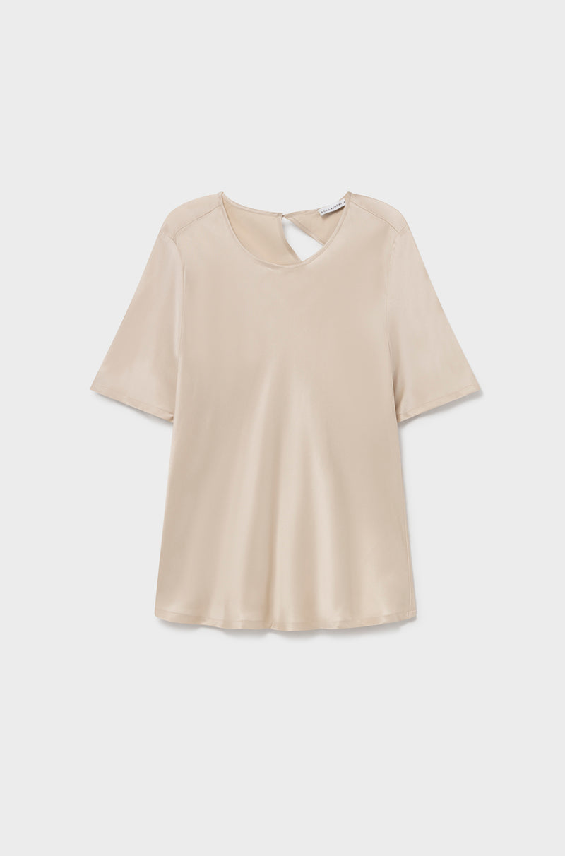 SHORT SLEEVE BIAS TOP HAZELNUT