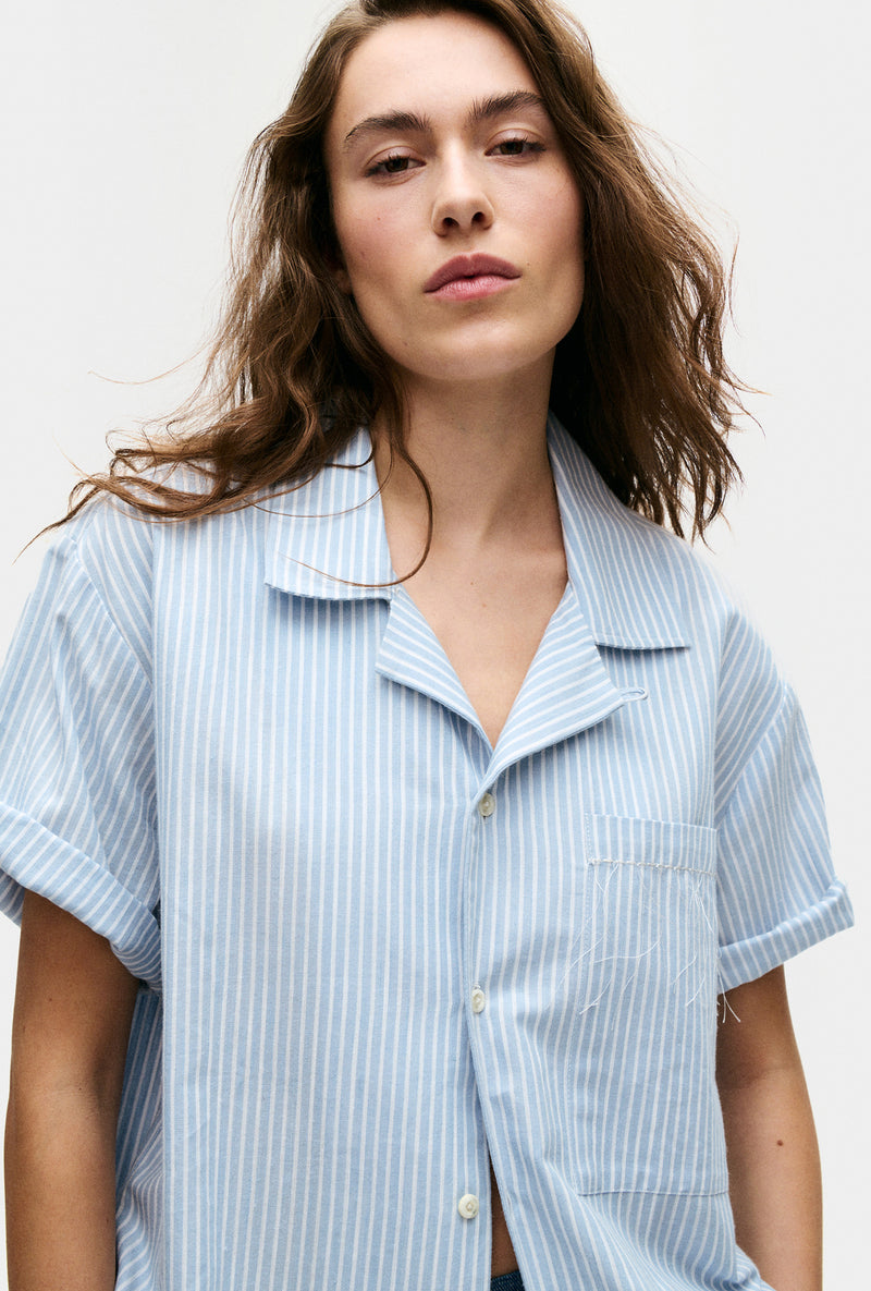 COTTON CAMP SHIRT STORM STRIPE