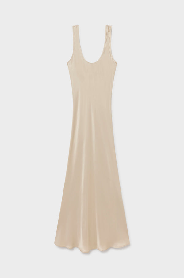 SCOOP NECK DRESS HAZELNUT