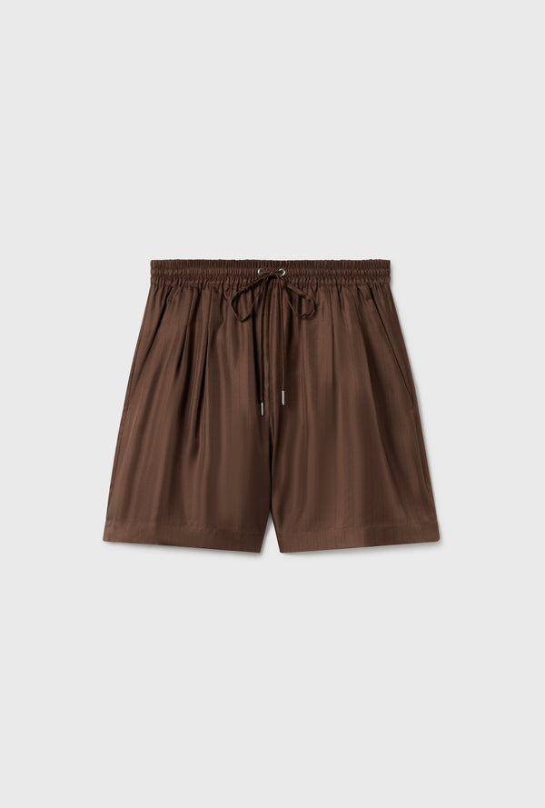 TWILL SLOUCH SHORTS DARK EARTH PINSTRIPE