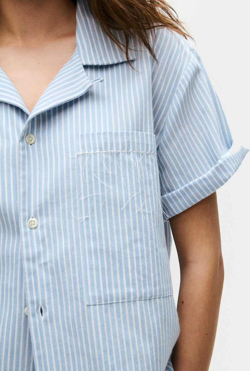 COTTON CAMP SHIRT STORM STRIPE