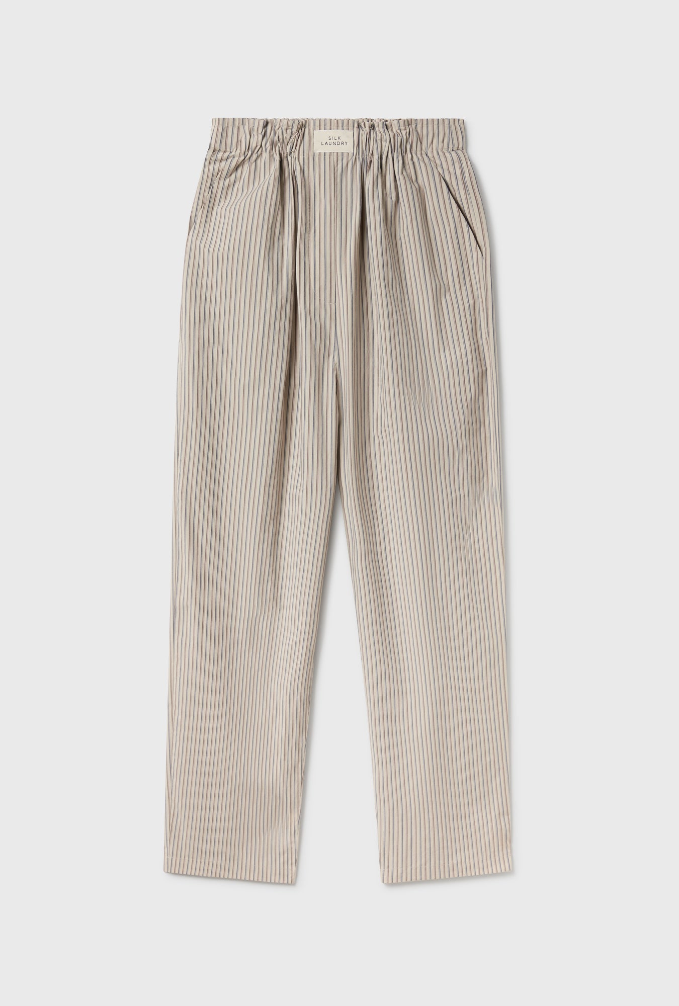 COTTON PAPER BAG PANTS SLATE STRIPE