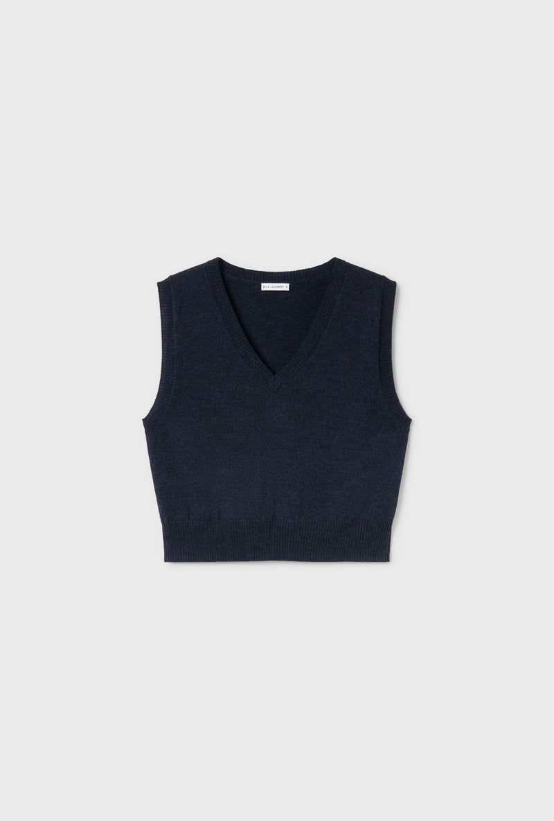 V -NECK SWEATER VEST AZUL MELANGE