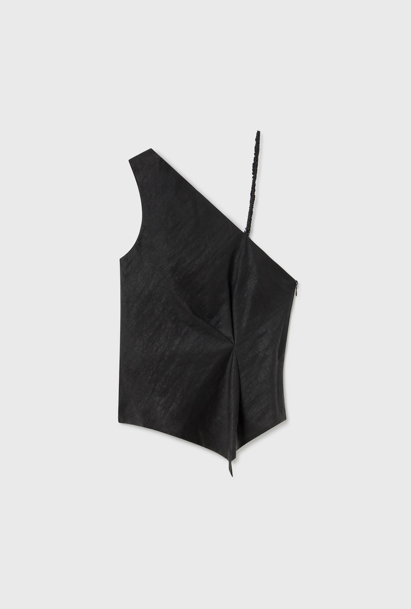 MUD SILK ONE SHOULDER TOP BLACK