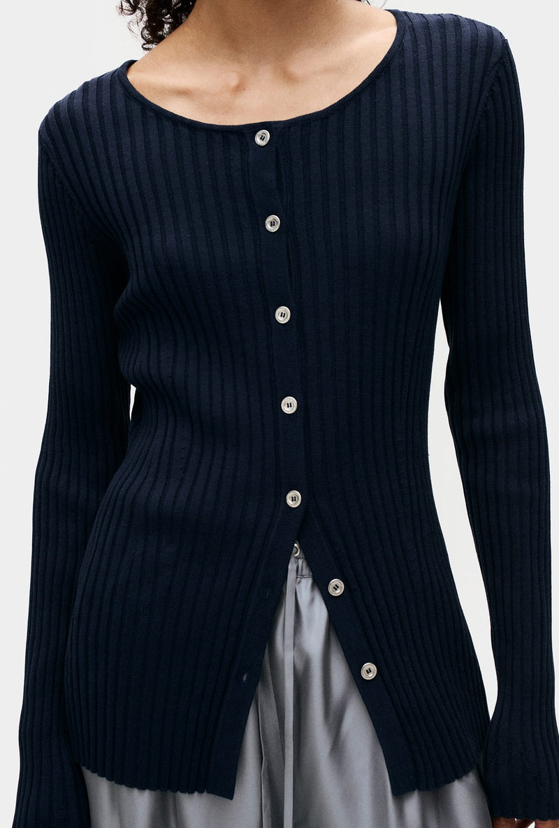 RIBBED KIA CARDIGAN MIDNIGHT