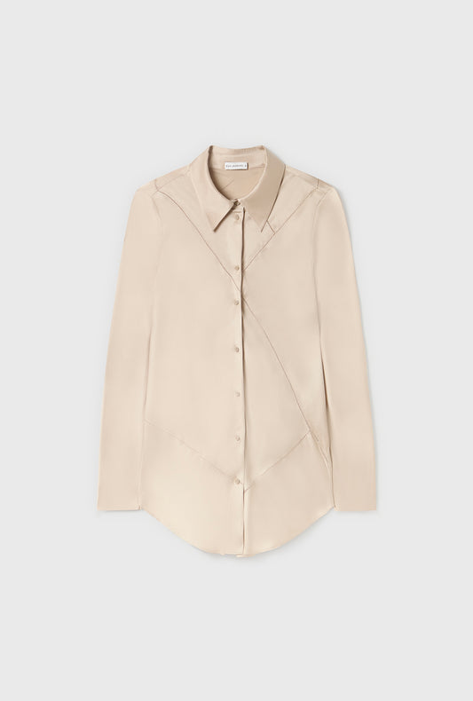 SPLICE BIAS CUT SHIRT HAZELNUT