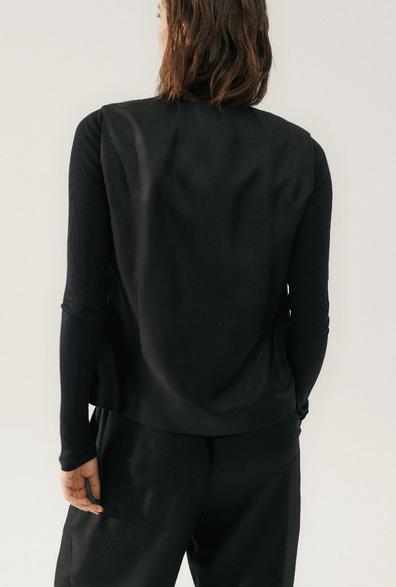 TWILL SLOUCH VEST BLACK