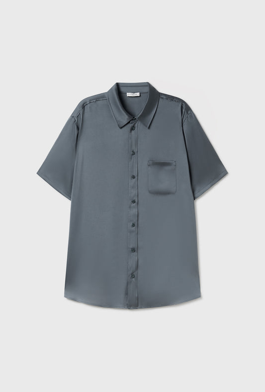 SHORT SLEEVE BOYFRIEND SHIRT SLATE