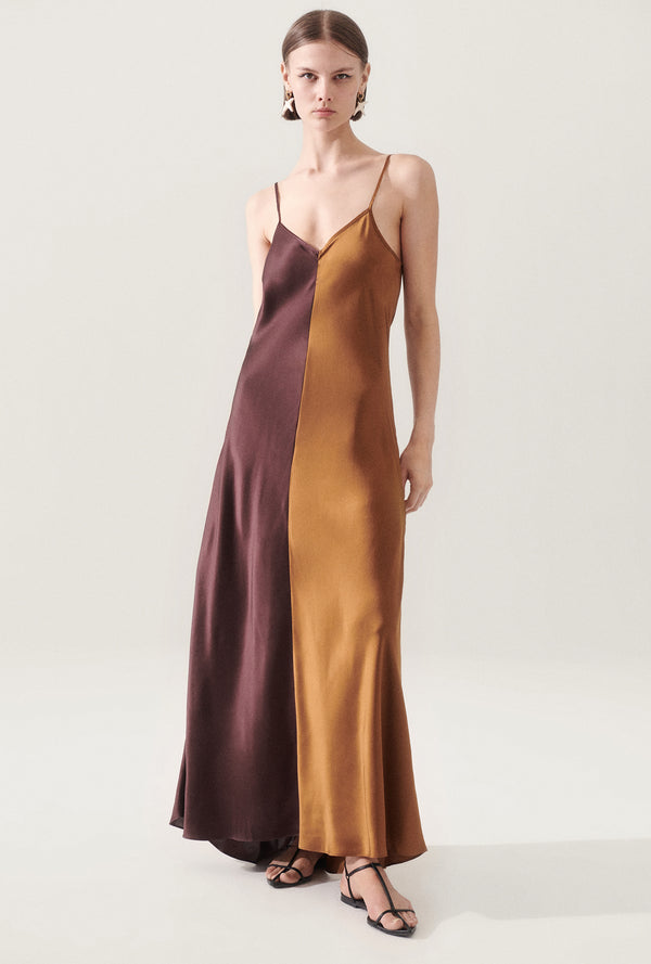 TWO TONE DRESS CACAO/VAN DYKE BROWN