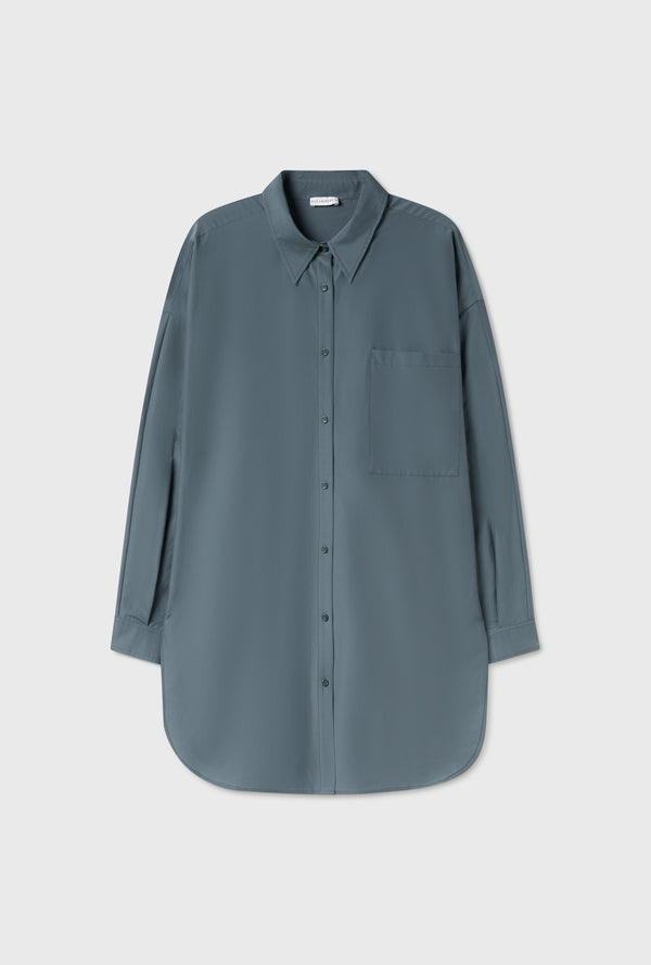 COTTON SILK ROUND SHIRT SLATE