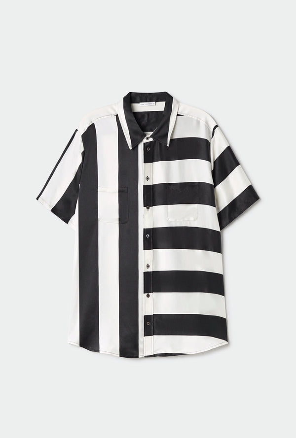 SHORT SLEEVE BOYFRIEND SHIRT BLACK STRIPE