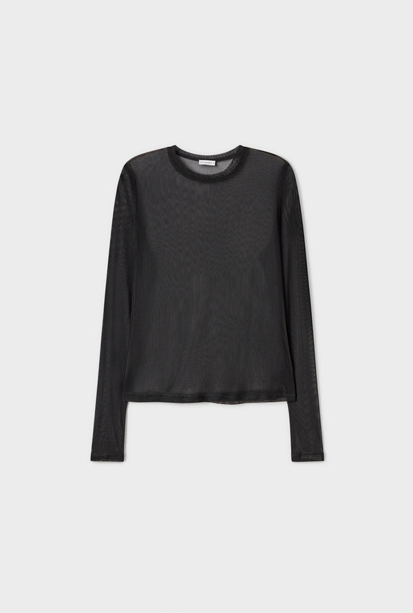 MESH LONG SLEEVE TOP BLACK