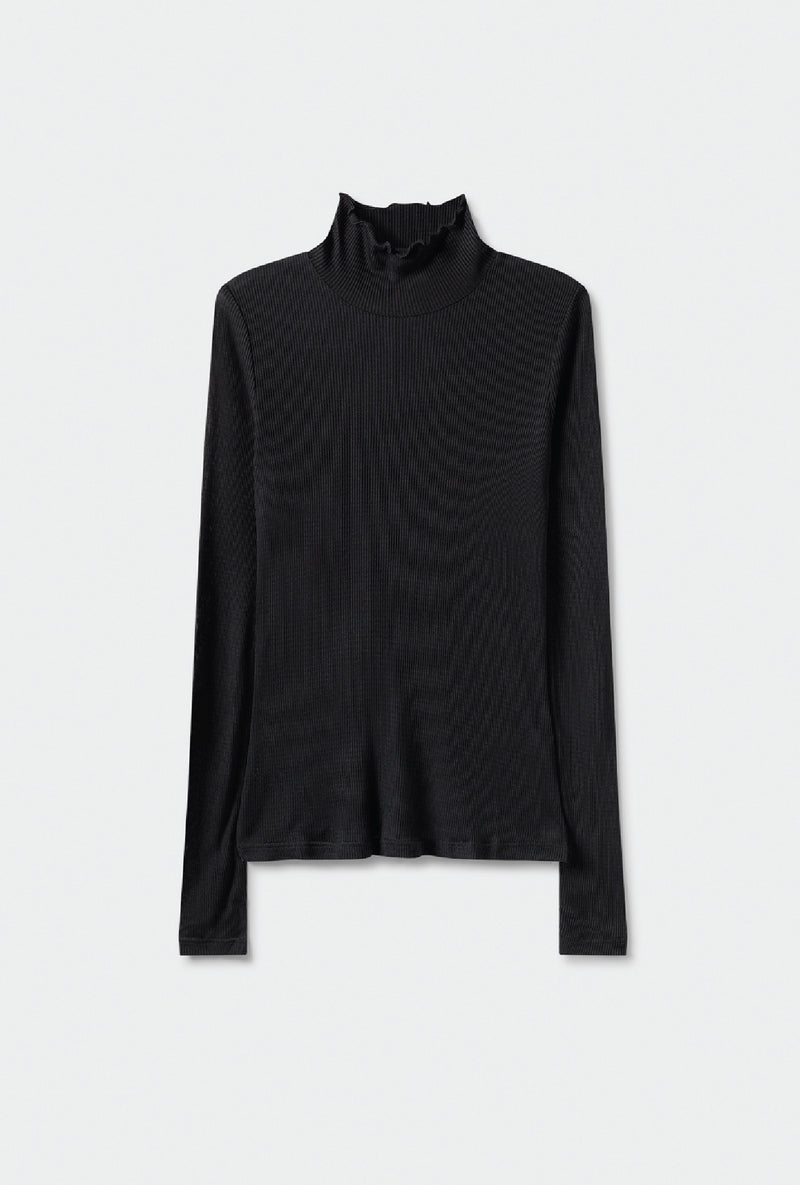 RIBBED TURTLENECK BLACK