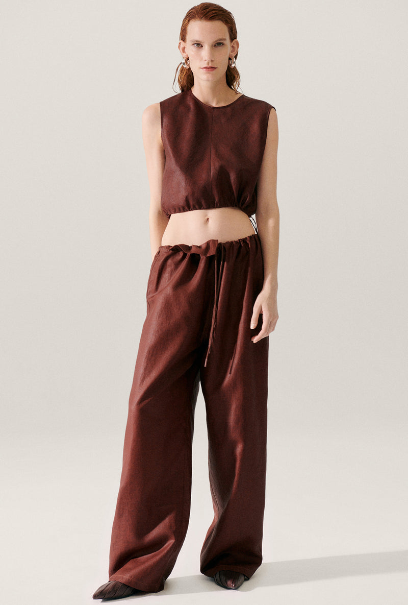 MUD SILK DRAWSTRING TROUSER IRON