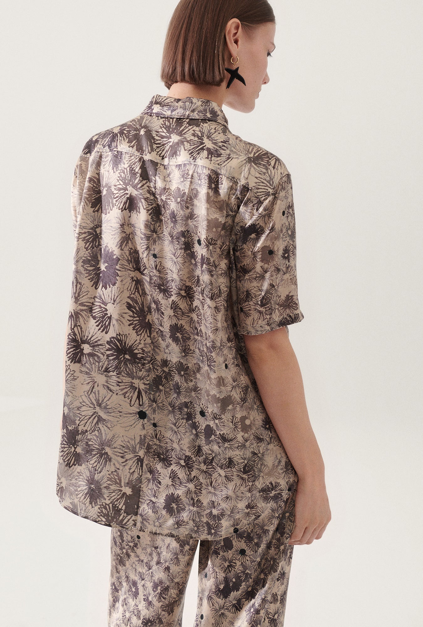 SHORT SLEEVE BOYFRIEND SHIRT ASTER FLORAL