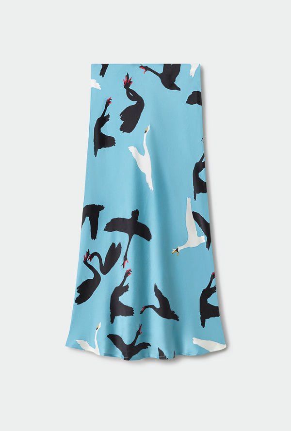 LONG BIAS CUT SKIRT SWANS