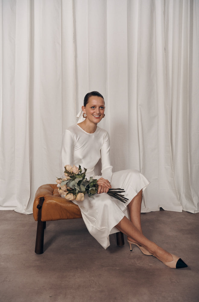 BRIDAL FULL SLEEVE BIAS DRESS
