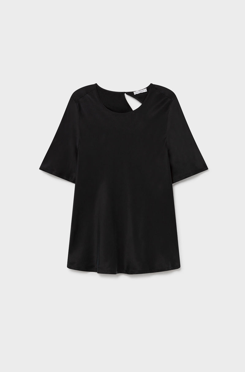 SHORT SLEEVE BIAS TOP BLACK